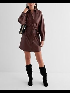 Express Faux Leather Shirtdress - Sz M - NWT